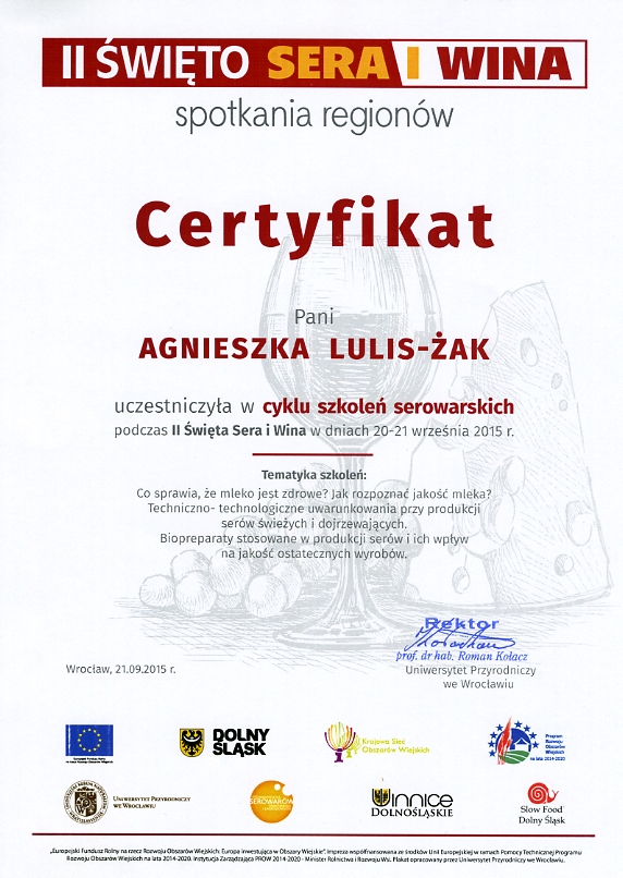 Serowarnia Strużańska - Certyfikaty i dyplomy
